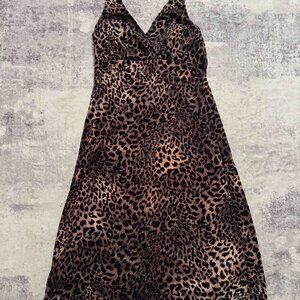 Leopard Halter Suede-like dress